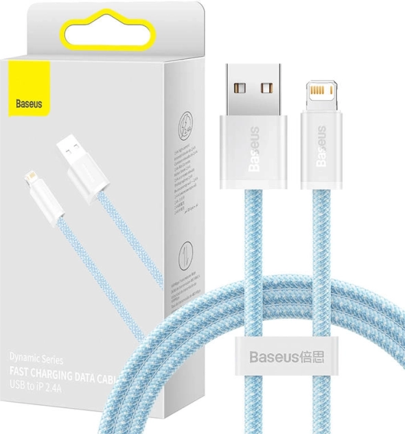 Baseus Dynamic kabel USB–Lightning 1 m, snel opladen 2,4 A, blauw