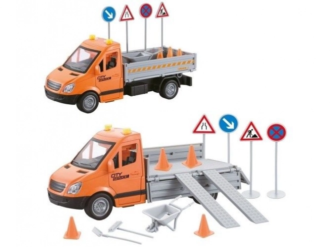 Auto stadsdiensten met verkeersborden - op traagheid