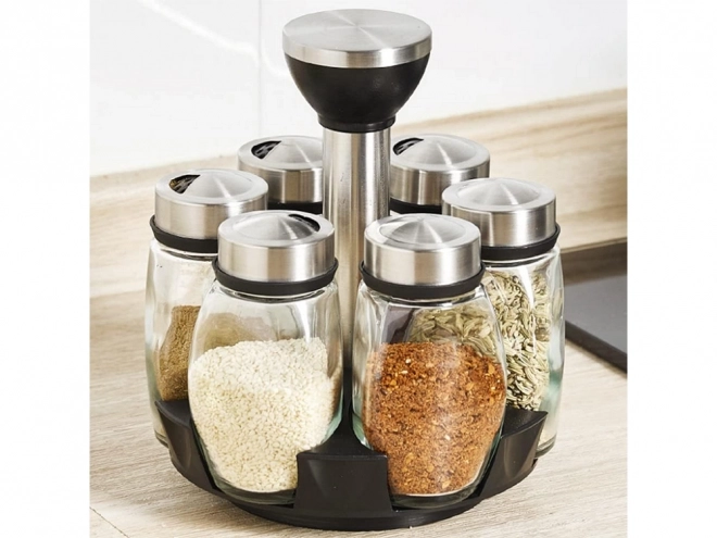 Draaibare kruidenorganizer met glazen potten