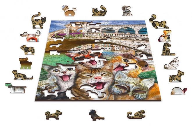 Houten puzzel kittens in Venetië 300 stukjes