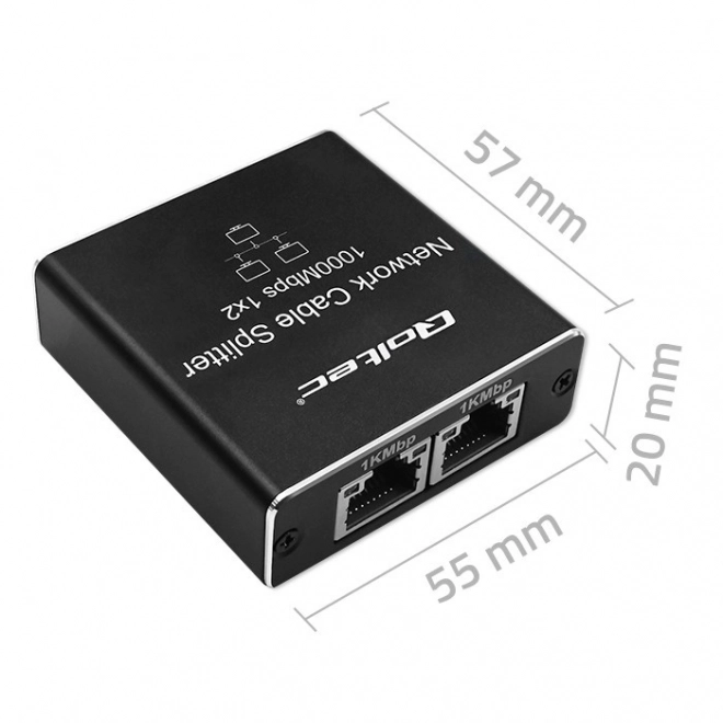 Splitter mini SWITCH 1x2 poorten RJ45 | 1000Mbps | USB-C| Aluminium