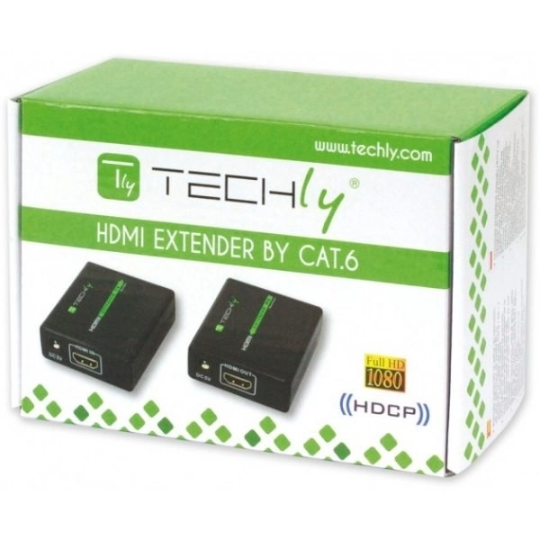 HDMI Extender voor overdracht via Cat.6/6a/7 kabel, tot 60m, FullHD 3D, zwart