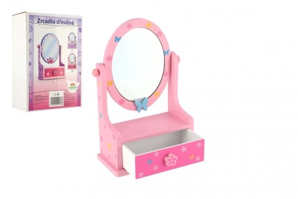 Houten sieradendoos met spiegel voor kleine prinsessen