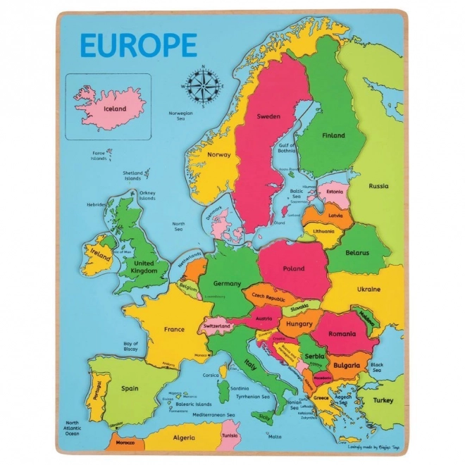 Bigjigs Toys Houten puzzel kaart van Europa 25 stukjes