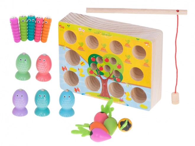 Magnetisch spel - Het vangen van wormen, vissen en groenten
