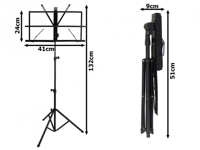 Muziekstandaard met verstelbare inklapbare constructie 130 cm