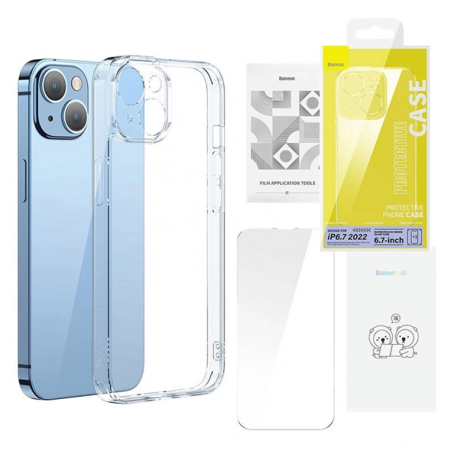 Transparante Glazen Hoes Baseus SuperCeramic en set gehard glas voor iPhone 14 – Plus