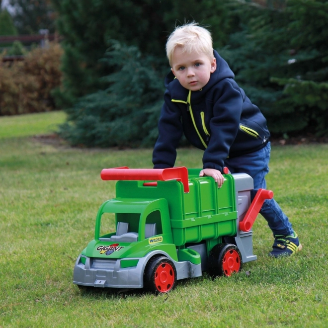 Wader functionele vuilniswagen 65 cm groen set met container van plastic