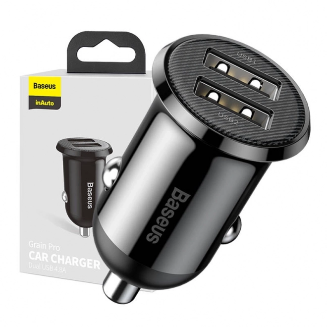 autolader Baseus Grain Pro 2x USB zwart