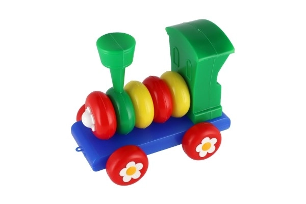 gekleurde plastic trein voor kinderen met ringen