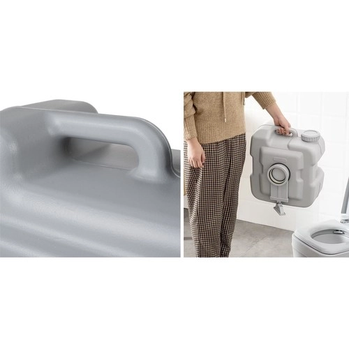 Trizand 24498 Draagbaar campingtoilet 20 + 12 l, grijs