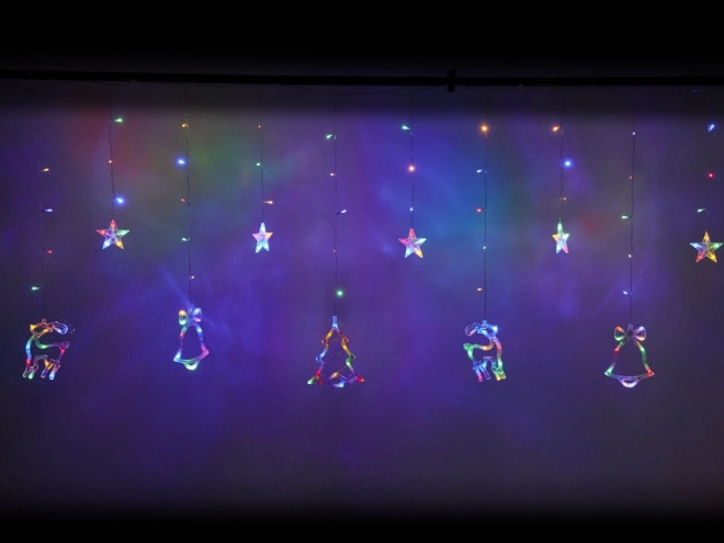 LED gekleurde gordijn met kerstmotieven - 2,5 m, 138 LED's