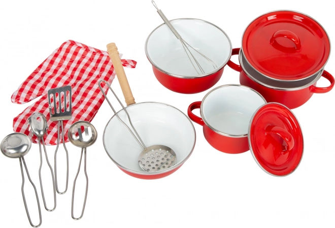Kinderset rood metalen kookgerei Small Foot