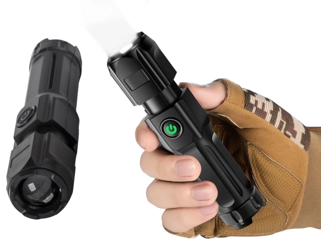 Oplaadbare tactische LED-zaklamp met zoomfunctie