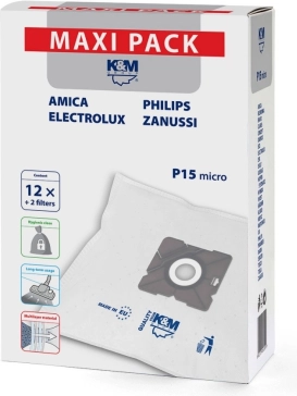 Synthetische stofzuigerzakken P15/Maxi – 12 stuks + 2 filters