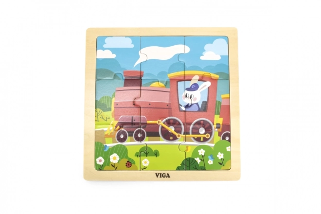 Houten puzzel 9 stukken - treintje