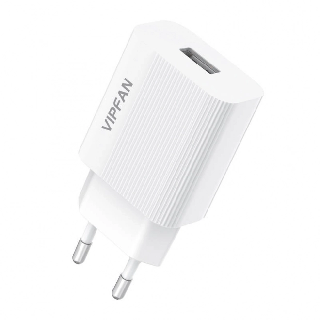 Netlader VFAN E01, 1x USB, 2,4A + Lightning-kabel (wit)