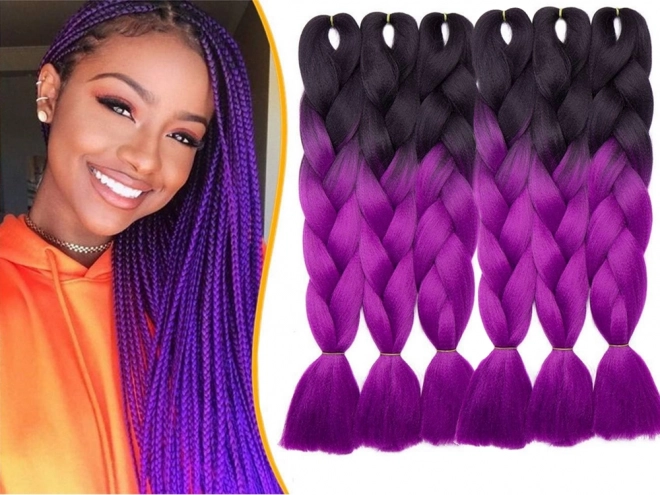 Synthetisch haar in paarse ombre voor vlechten