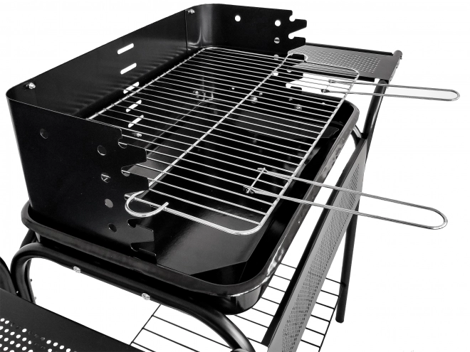 Tuinbarbecue, metalen planken, verstelbaar rooster, wieltjes