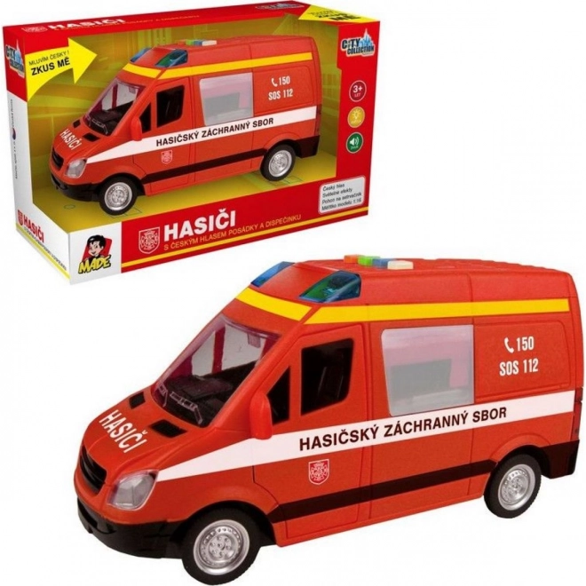 Brandweerwagen met vliegwiel en Tsjechische stem