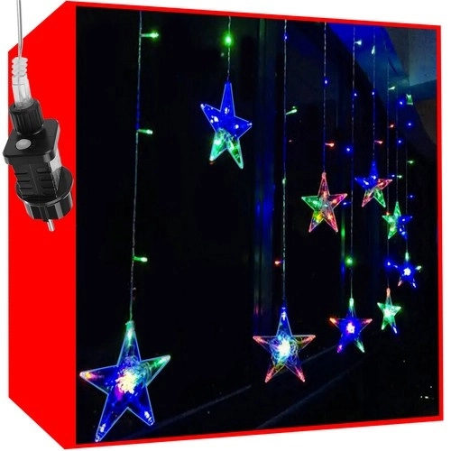 LED gekleurde gordijn met sterretjes - 2,5 m, 108 LED