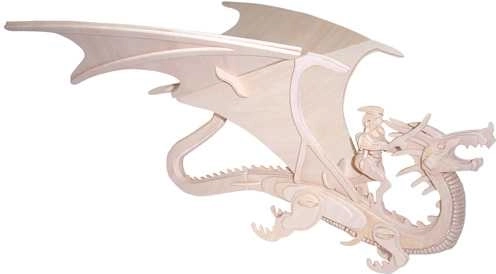Woodcraft houten 3D-puzzel draak en ridder