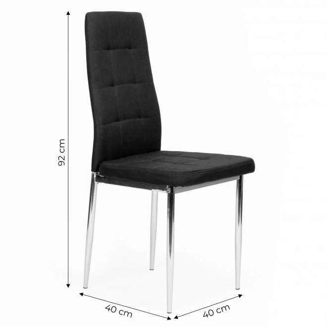 Set van 4 zwarte stoelen voor de woonkamer en eetkamer met verchroomde poten