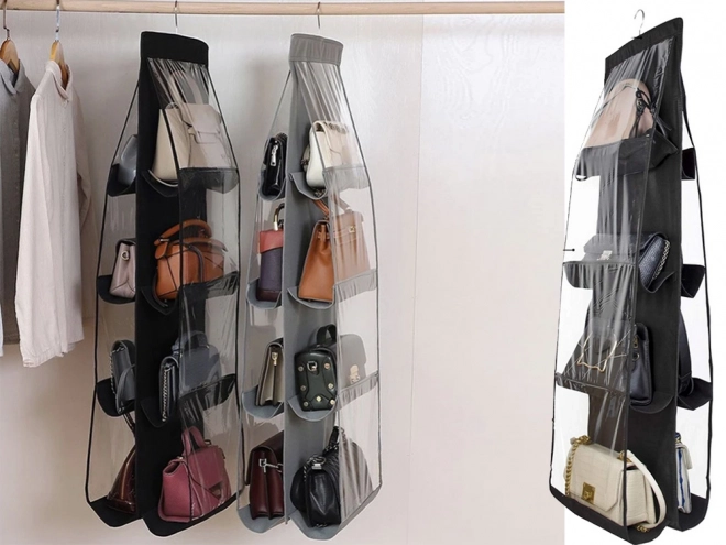 Hangende organizer voor handtassen in de kast