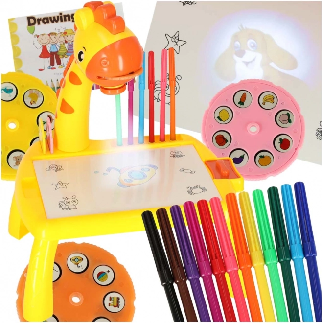 Kinderprojector om te tekenen – giraffe – geel tafeltje