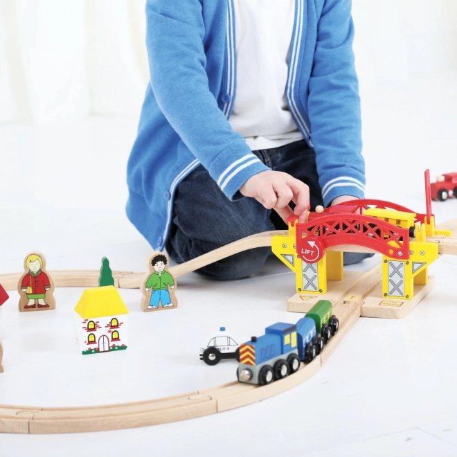 Houten beweegbare brug voor treinbaan