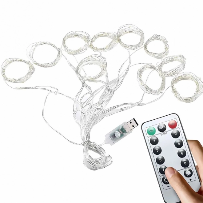 Kerstlichtgordijn 300 LED warm wit USB