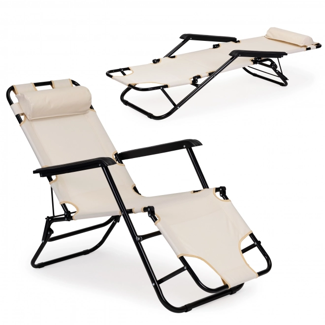 Tuinstoel met hoofdsteun beige