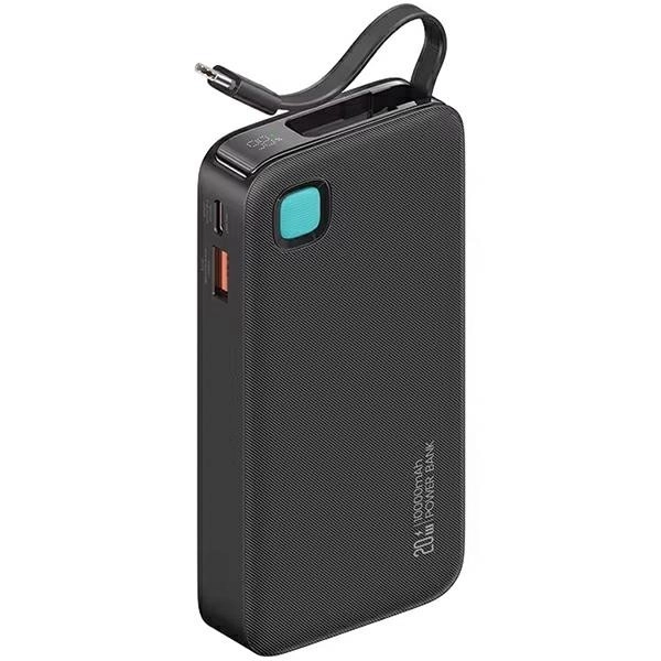 Powerbank met capaciteit van 10000mAh en snelladen van 20W met ingebouwde USB-C kabel
