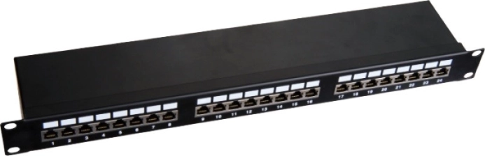 Patchpaneel STP cat. 6, 19", 1U, 24× RJ45, LSA