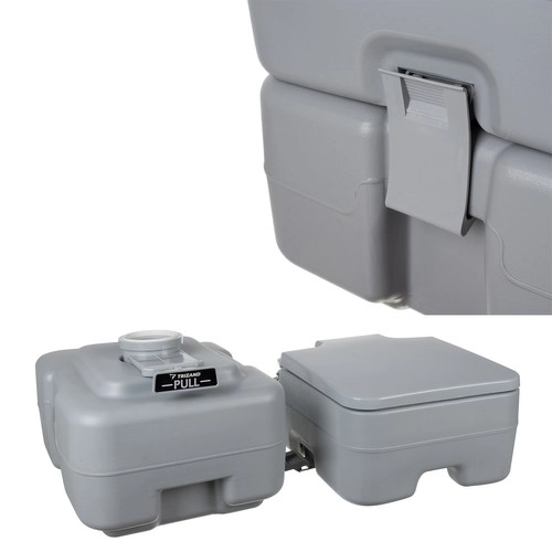 Trizand 24498 Draagbaar campingtoilet 20 + 12 l, grijs