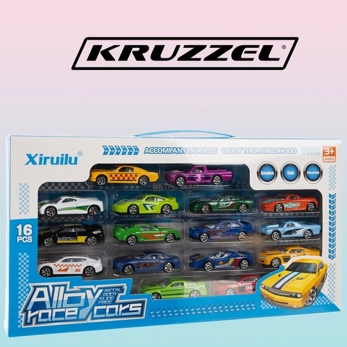 Gekleurde set auto's - 16 stuks