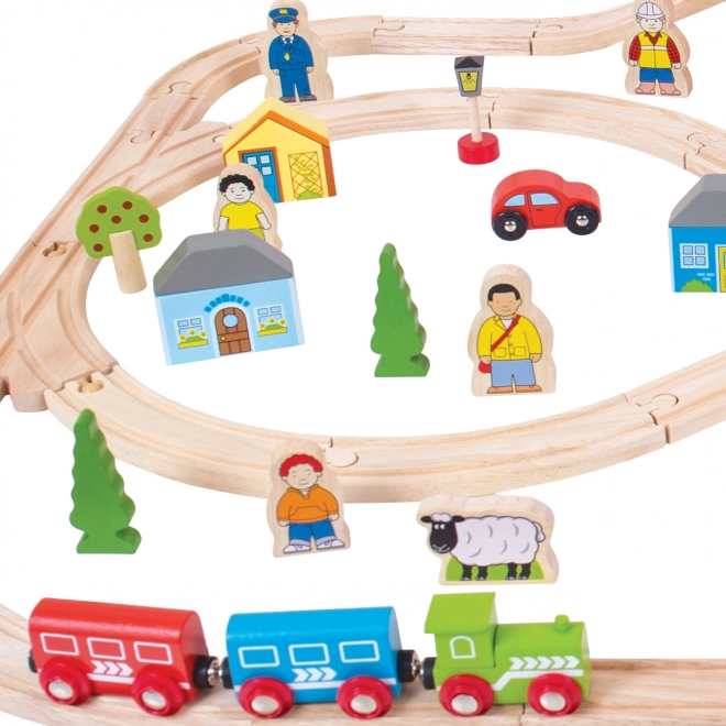 Bigjigs Rail Houten Treinset stad en dorp 101 stukken