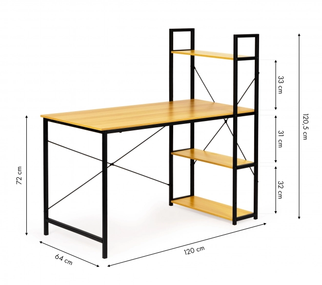 Houten computertafel met loft planken