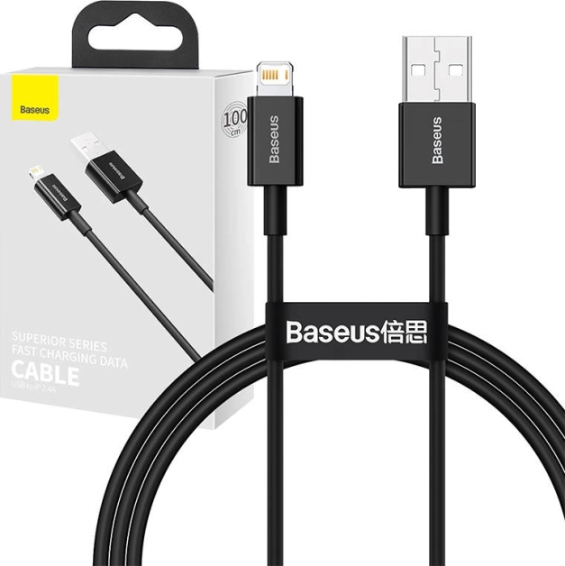 Baseus USB Lightning-kabel voor iPhone 1 m zwart