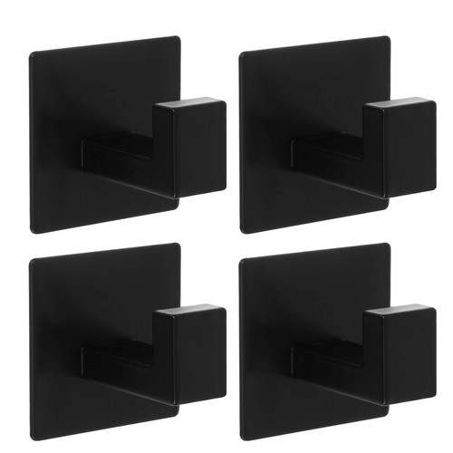 zwarte zelfklevende handdoekhaak in loftstijl - set van 4 stuks