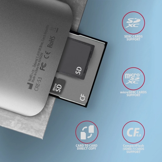 Kaartlezer Axagon CRE-S3 USB 3.2 Gen 1