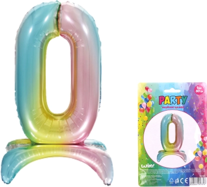 Opblaasbare Ballon Cijfer 0 Regenboog