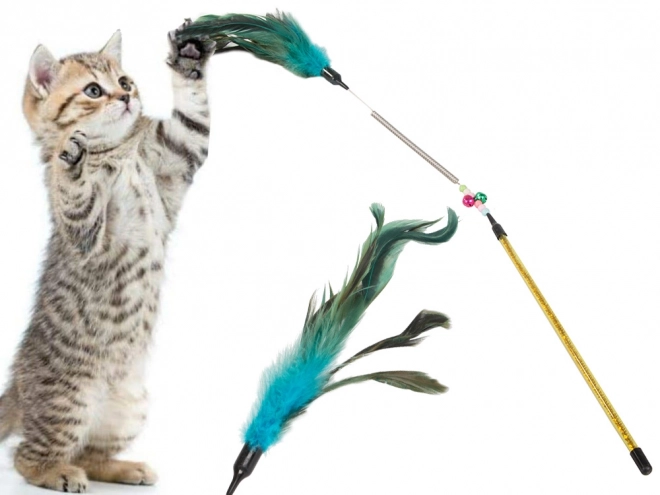 Kattenspeelgoed met veren en rammelaar
