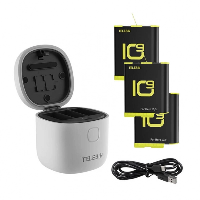 Waterdichte oplader Telesin Allin box voor GoPro Hero 9 / Hero 10 + 3 batterijen