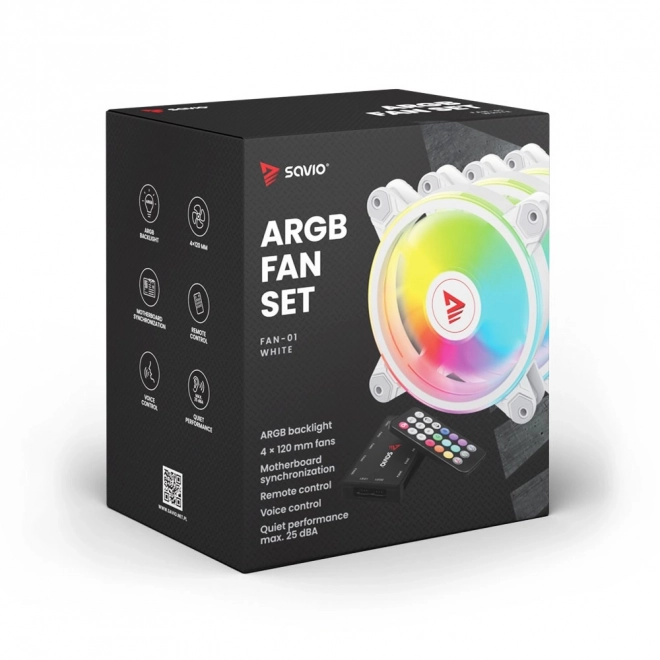 FAN-01 Wit 4-pack 120mm ARGB ventilator inclusief controller en afstandsbediening