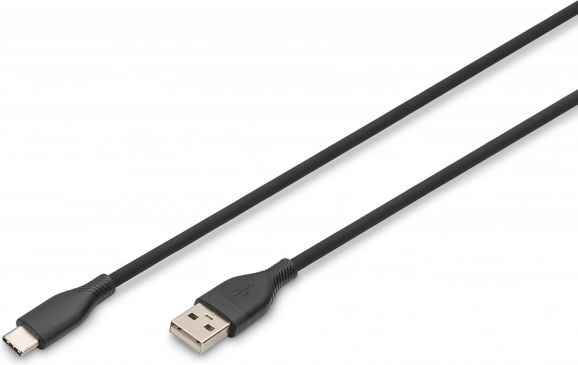 Siliconen verbindingskabel USB-A - USB-C, USB 2.0, 60W, 1 m zwart
