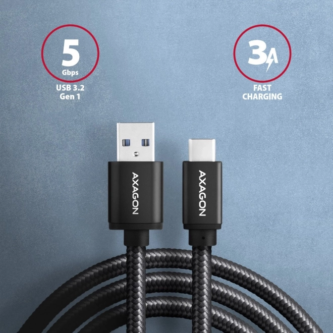 Kabel USB-C naar USB-A 1,5 m USB 3.2 Gen 1 3A ALU gevlochten