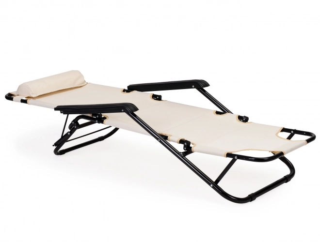 Tuinstoel met hoofdsteun beige