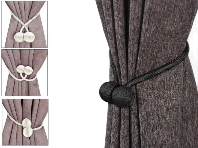 Decoratieve magnetische clips voor gordijnen – zwart