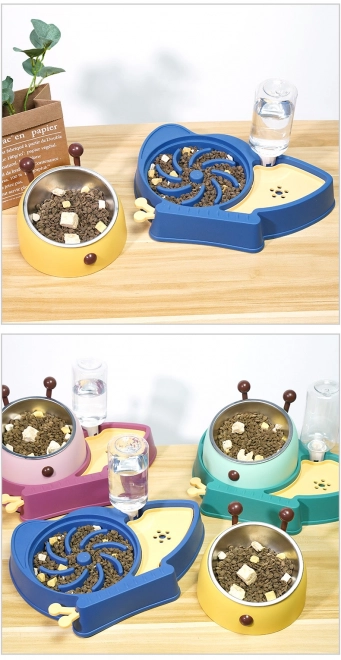 Schaal met automatische waterdispenser voor honden en katten 2 in 1 - roze